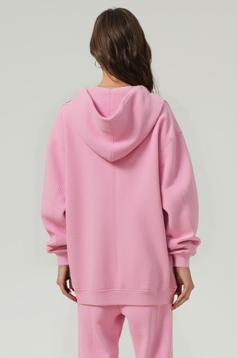 Heavyweight fleece hooded washed sweatshirt