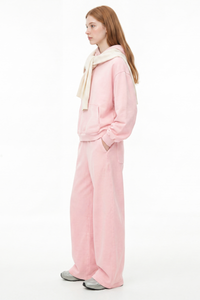 Women's 100% Cotton Fall Washed Hoodie & Curved Sweatpant Set