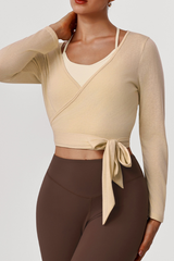 Women's Athletic Faux Two-Piece Waist Tie Top