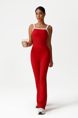 Women High-Waisted Bootcut Butt-Lifting Yoga Set: Vest + Flared Pants