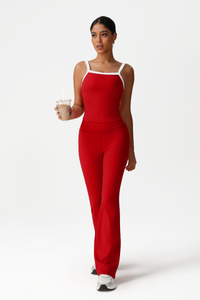 Women High-Waisted Bootcut Butt-Lifting Yoga Set: Vest + Flared Pants