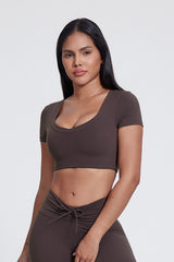 Women'S Crewneck Yoga Sports Bra Tight T-Shirt