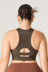 Plus Size Women's Mesh Panel Zip-Up Sports Bra