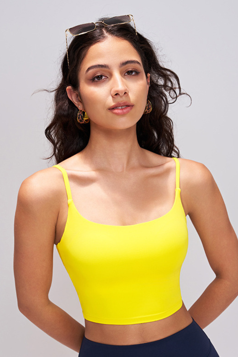 Women's Athletic Cross-back U-neck Solid Tank Top