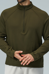 Men's Fall Half Zip Mock Neck Fleece Sports Long Sleeve Top