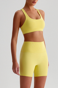 Women's Bare Feel Cross Back Bra And No Front Seam Short Set