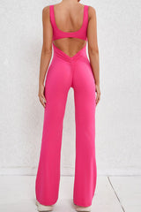 Women Hollow Out Back Micro Peach Hip Lift Sports Fitness Yoga Bodysuit