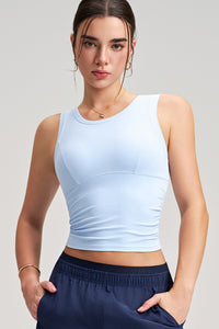 Women Fixed-Cup Ruching Quick-Dry Workout Sports Bra