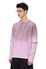 Men's 100% cotton Vintage Wash Gradient Relaxed Pullover