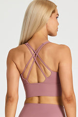 Detachable Chest Pad Cross-Back Sports Bra