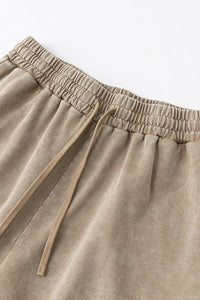 Distressed Washed Casual Shorts - Loose Rolled Hem Cargo Shorts