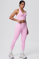Women's Seamless Halter Tank Sport Leggings Two-Piece Set