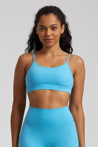 Solid Color Back Cut-Out Sports Bra