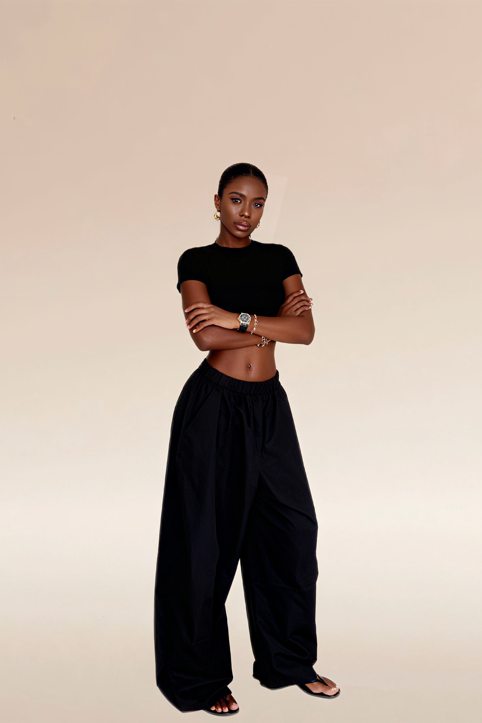 Women's high waist wide curved trousers casual pants