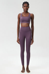 Women Wave Liquid Seamless High Stretch Midweight Yoga Set - Removable Cup Bra & Contoured Tights