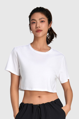 Women's Summer 100% Cotton Cooling Cropped Casual T-shirt