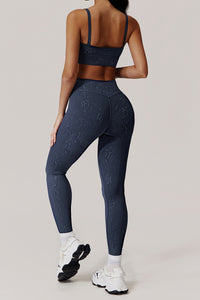 Women Gold Foil Fabric Sports Bras + Yoga Sports Leggings