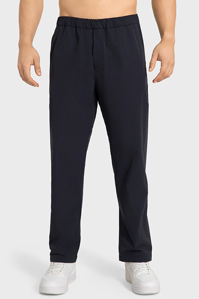 Men Loose Lightweight Quick-Dry Breathable High-Elastic Draped Straight-Leg Workout Sweatpants