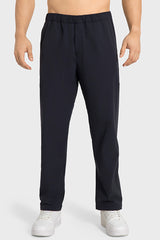 Men Loose Lightweight Quick-Dry Breathable High-Elastic Draped Straight-Leg Workout Sweatpants