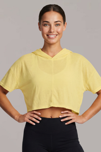 Women’s Hooded Cut Out Cropped Breathable Short-Sleeved Top
