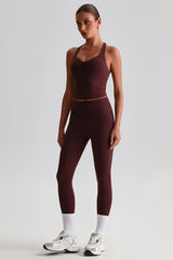 Women Brushed High Waisted Yoga Set: Tummy Control Tights + Halter Neck Support Bra