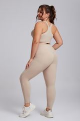 Plus Women's Butter-Soft Sports Bra & Pocket Yoga Leggings Two-Piece Set