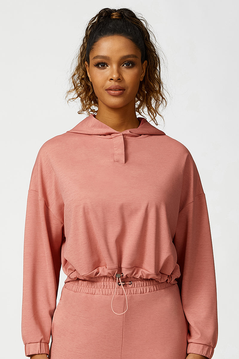 Women'S Drawstring Hem Hooded Sweatshirt