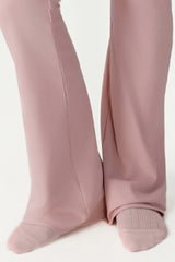 High-stretch tops folded high-waisted flared pants 2-piece set