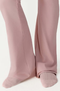 High-stretch tops folded high-waisted flared pants 2-piece set