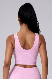 Women Wide Strap Built-In Bra Medium Support Yoga Workout Tank Top