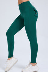 Women Button Work Pocket High Waisted Hip Lifting Stretchy Skinny Yoga Running Fitness Pants