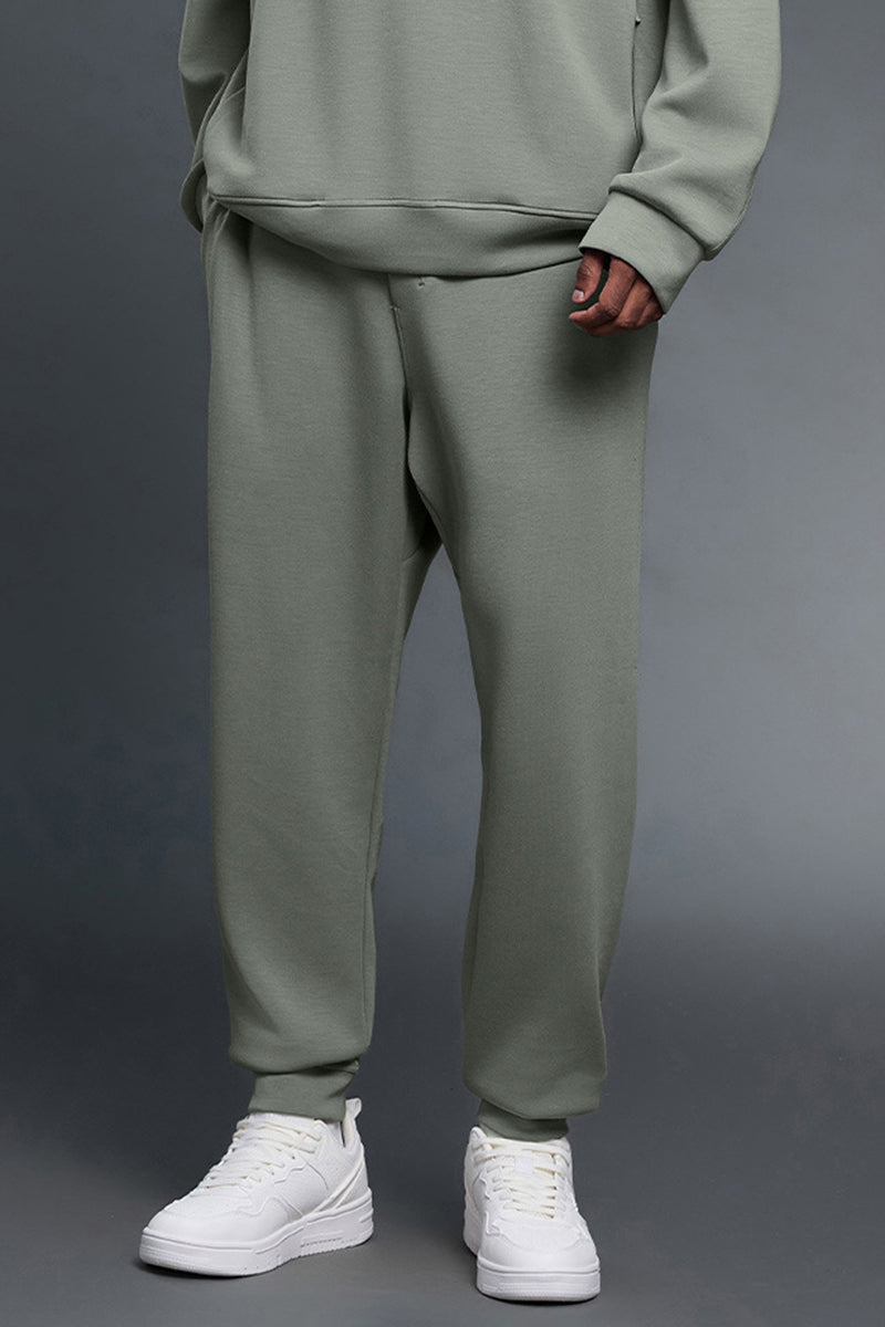 Men Air Layer Loose Straight Leg Sweatpants with Drawstring Cuffs