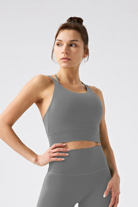 Women Eco-Friendly Thin Straps With Bra Pads One-Piece Back Running Fitness Yoga Sports Bra
