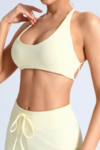 Women's Sport Sets:U-neck Cross Back Bra And Wide Leg Pants