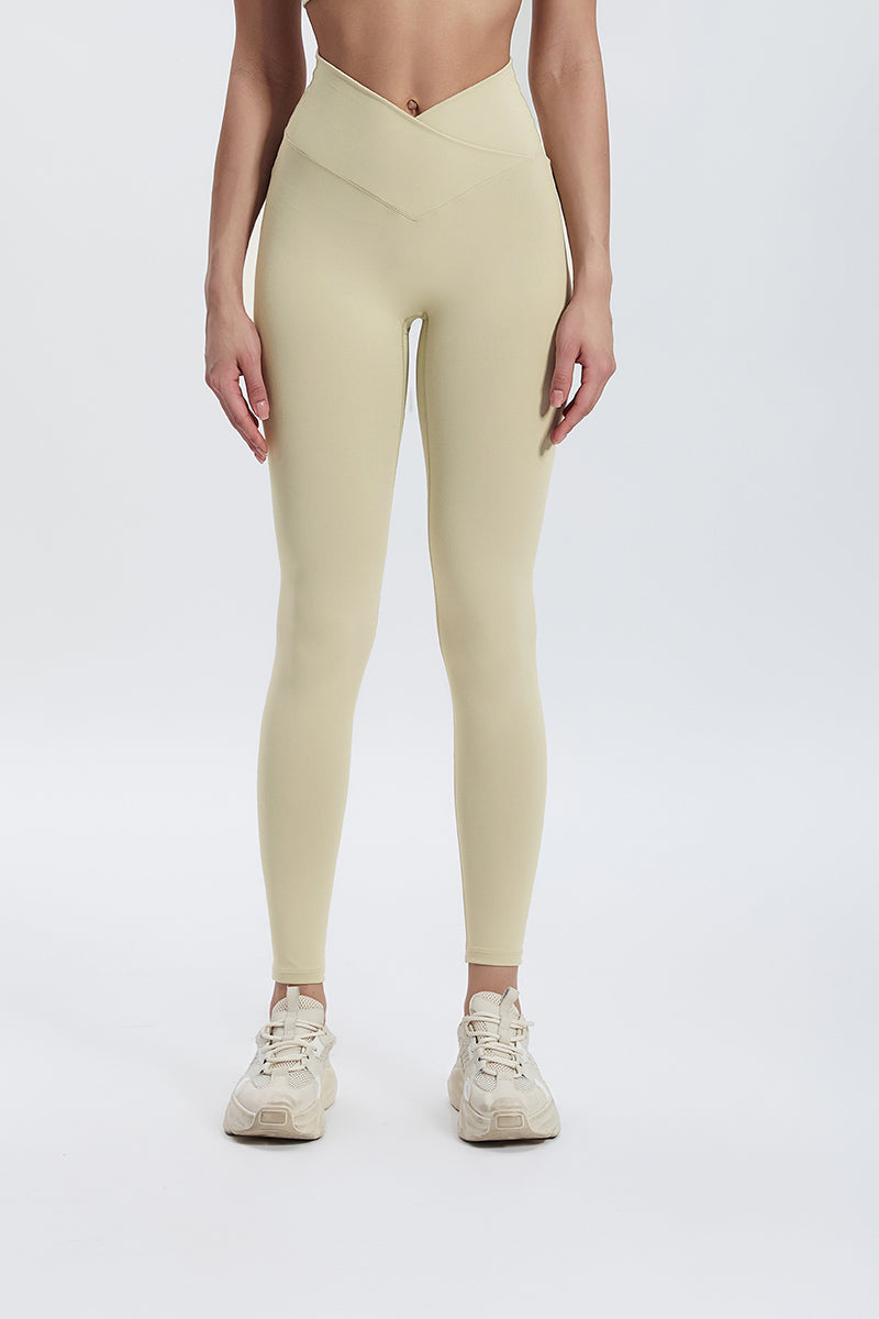 Women'S Bright Crossover High-Waisted Hip Lift Dance Stretch Cropped Pants