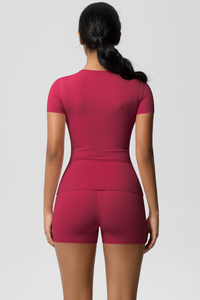 Women Yoga Set: Quick Dry Breathable Short Sleeve + Shorts