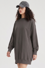 Women's Fall 100% Cotton Drop-Shoulder Long Sweatshirt Dress