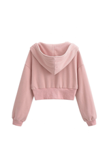 Women's Spliced Hooded Zip Up Cropped Cardigan Sweatshirt