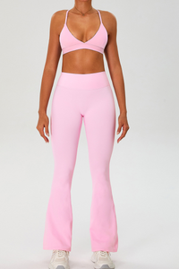 Women's Set:Cross Back Triangle Cup Bra & Flared Pants