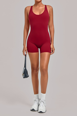 Women's U-neck Cross Back Adjustable Backless Jumpsuit