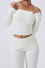 Women Off-Shoulder Sculpting Fitness Long Sleeves