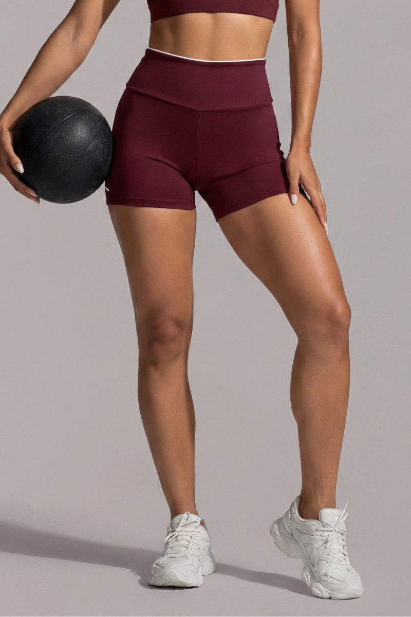 Women's Side Contrast Line High Waist Bike Shorts