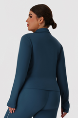 Plus Size Women's Stand-Collar Color-Block Line Yoga Jacket