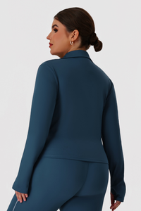 Plus Size Women's Stand-Collar Color-Block Line Yoga Jacket