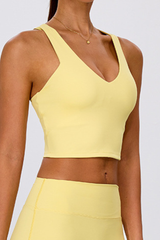 Women's Athletic V Neck Y Back Padded Yoga Bra