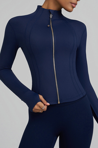 Women's Winter Fleece Lined Stand Collar Zip Yoga Jacket