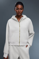 Women Fleece-Lined Zip-Up Hoodie Warm Loose Casual Sportswear