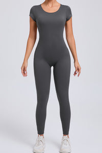 Women Short Sleeve Backless Tight One-Piece Quick Dry Hip Lifting Sports Fitness Yoga Bodysuit