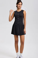 Women Plus-Size Striped Tennis Dress with Hidden Pockets