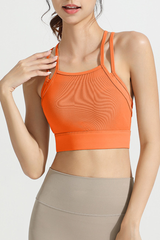 Women's Fake Two-Piece Antibacterial Naked Feel Sports Bra
